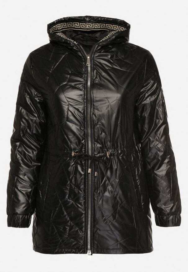 Born2be - Czarna Kurtka Pikowana Parka z Nieodpinanym Kapturem Oferra. Kolekcja: plus size. Kolor: czarny