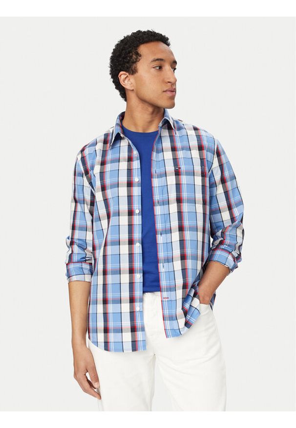 Tommy Jeans Koszula DM0DM22791 Niebieski Regular Fit. Kolor: niebieski. Materiał: bawełna