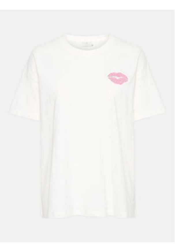 Kaffe T-Shirt Fie 10508888 Écru Oversize. Materiał: bawełna