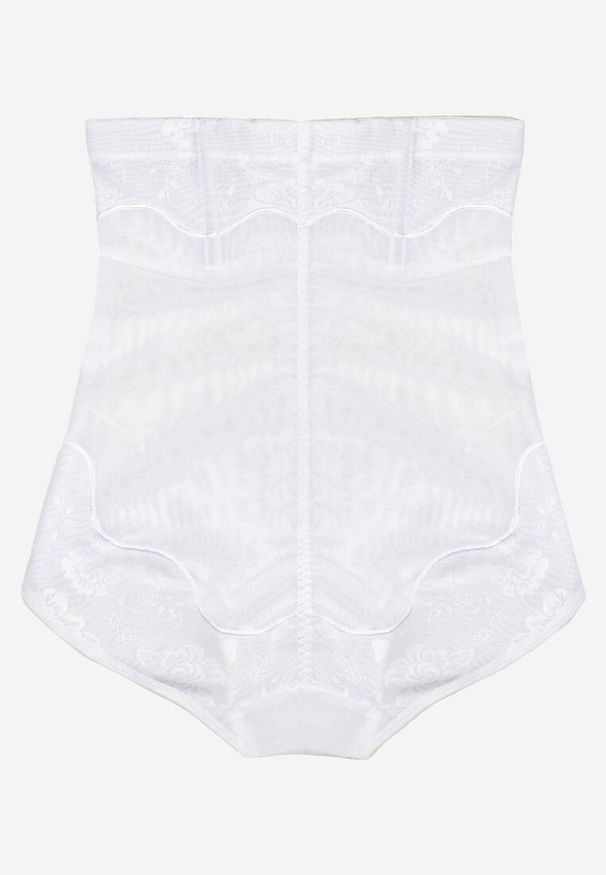 Renee - Białe Majtki Modelujące z Koronką Temara. Stan: podwyższony. Kolekcja: plus size. Kolor: biały. Materiał: koronka. Wzór: koronka