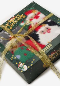 Renee - Wielokolorowe 4-pack Moherowe Skarpety w Świątecznym Stylu za Kostkę Ciname. Kolor: wielokolorowy. Materiał: moher. Wzór: aplikacja #2
