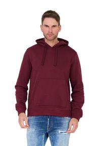 Guess - GUESS Bordowa męska bluza, Rozmiar S. Typ kołnierza: kaptur. Kolor: czerwony