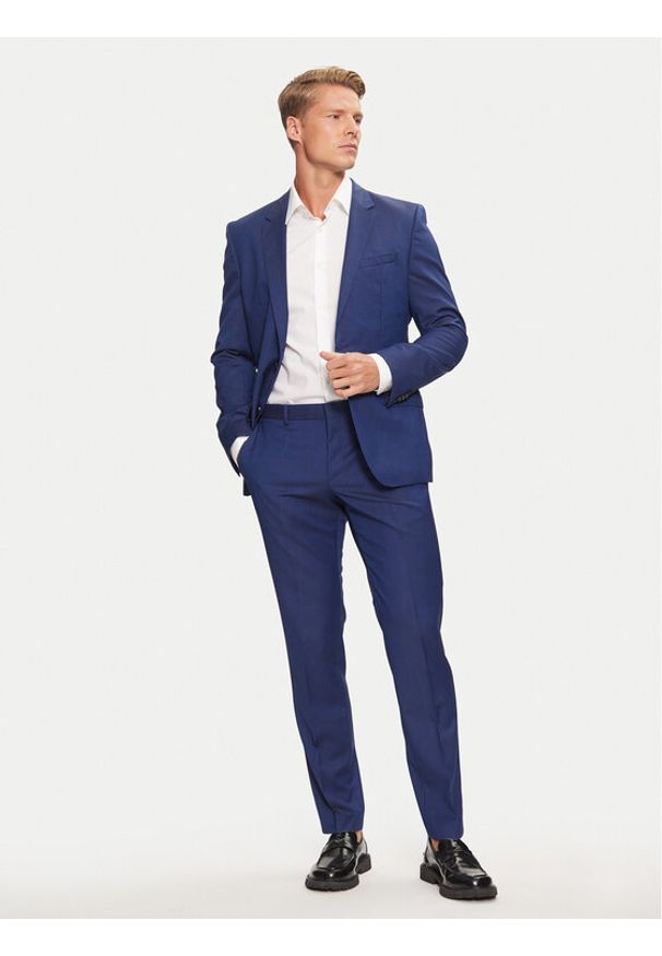 Hugo Garnitur Henry/Griffin182 50383613 Granatowy Slim Fit. Kolor: niebieski. Materiał: wełna