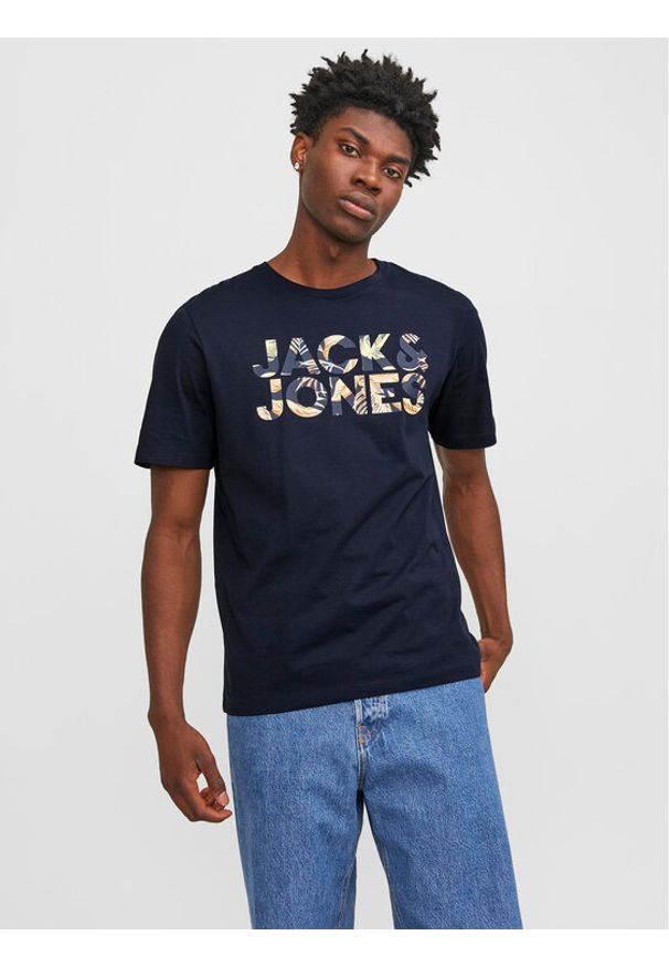 Jack & Jones - Jack&Jones T-Shirt Jeff 12250683 Granatowy Standard Fit. Kolor: niebieski. Materiał: bawełna