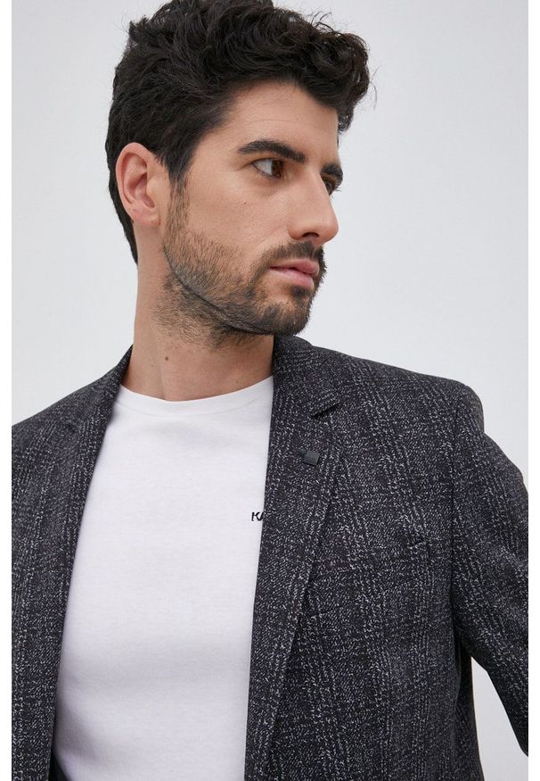 Karl Lagerfeld - Marynarka. Okazja: na co dzień. Kolor: czarny. Materiał: dzianina. Styl: klasyczny, casual