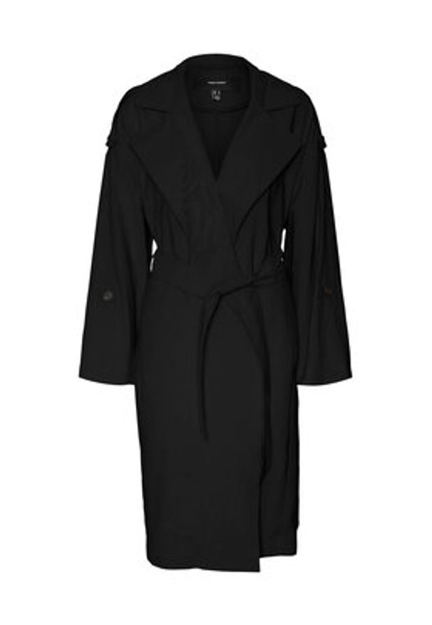 Vero Moda Trencz Bella 10252979 Czarny Relaxed Fit. Kolor: czarny. Materiał: wiskoza