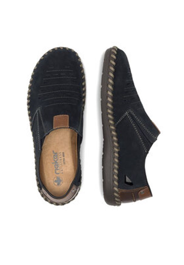 Rieker Półbuty B2457-14 Granatowy. Kolor: niebieski. Materiał: skóra, nubuk