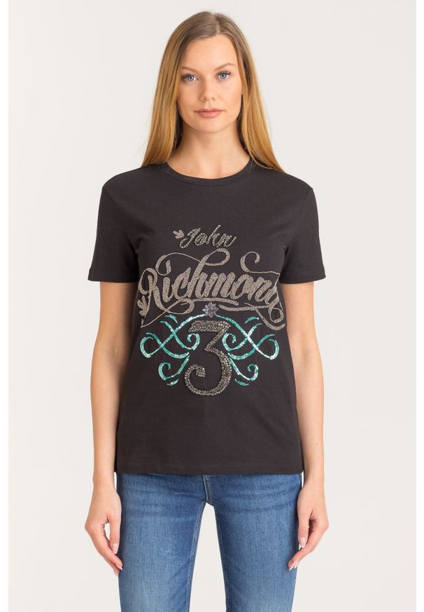 John Richmond - T-SHIRT GERTLER. Materiał: bawełna. Wzór: aplikacja