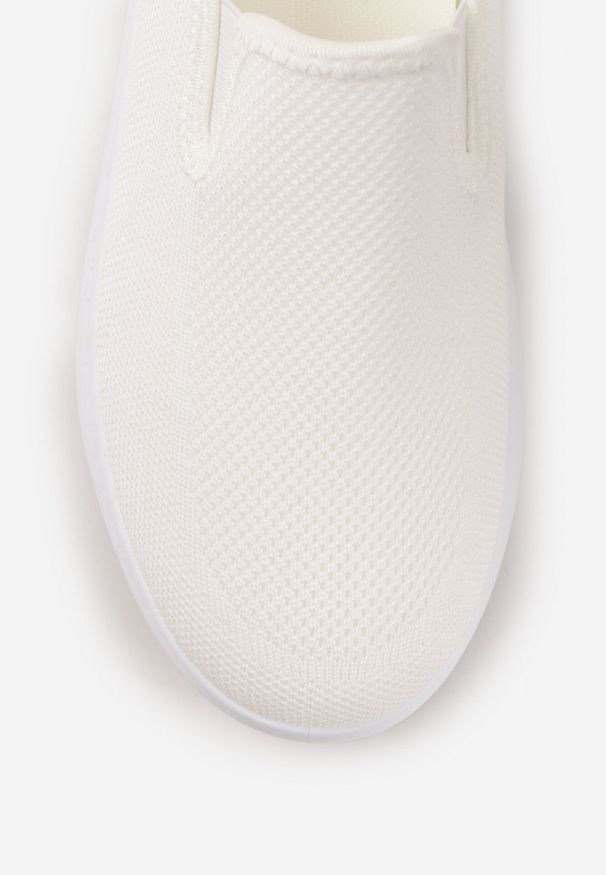 Born2be - Białe Siateczkowe Tenisówki pod Kostkę na Grubej Podeszwie Phisiane. Okazja: na co dzień, na spacer. Kolor: biały. Materiał: jeans. Szerokość cholewki: normalna. Styl: casual, sportowy, klasyczny