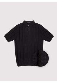 Pako Lorente - PAKO LORENTE - Czarne polo swetrowe w prążek. Okazja: na co dzień. Typ kołnierza: polo. Kolor: czarny, beżowy. Materiał: bawełna. Długość rękawa: krótki rękaw. Długość: krótkie. Wzór: prążki. Styl: casual #7