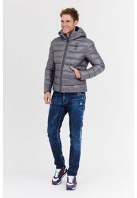 Blauer USA - BLAUER Szara puchowa kurtka męska Virgil z kapturem, Rozmiar M. Typ kołnierza: kaptur. Kolor: szary. Materiał: puch #4