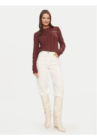Guess Jeans Sweter W4BR13 Z3HN2 Bordowy Regular Fit. Kolor: czerwony. Materiał: syntetyk #4