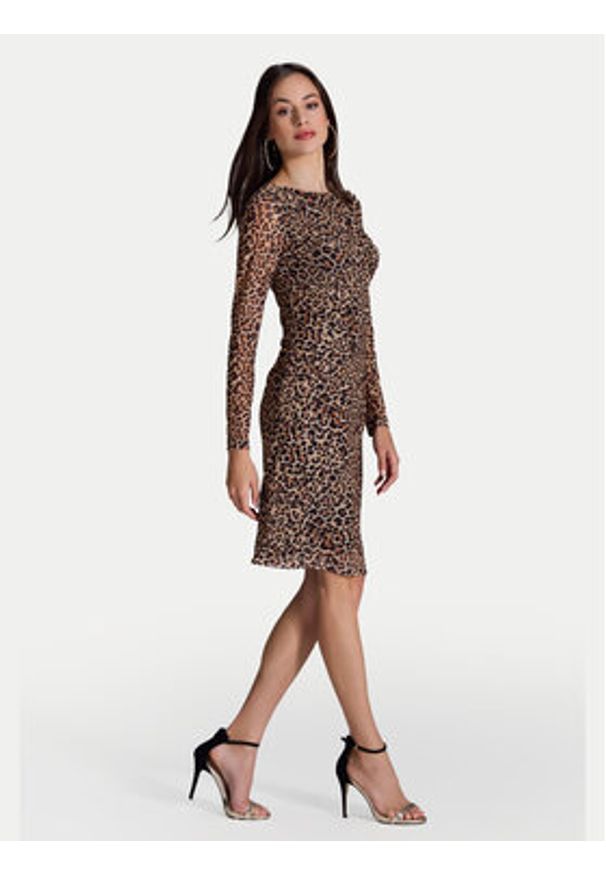 Swing Sukienka koktajlowa 5AI17600 Beżowy Slim Fit. Kolor: beżowy. Materiał: syntetyk. Styl: wizytowy