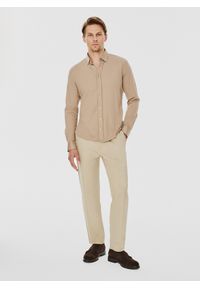 Pako Lorente - PAKO LORENTE – Beżowa bawełniana koszula męska. Kolor: zielony, beżowy. Materiał: bawełna. Długość rękawa: długi rękaw. Długość: długie. Wzór: gładki #6