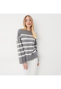Mohito - Sweter w paski - Szary. Kolor: szary. Wzór: paski #1