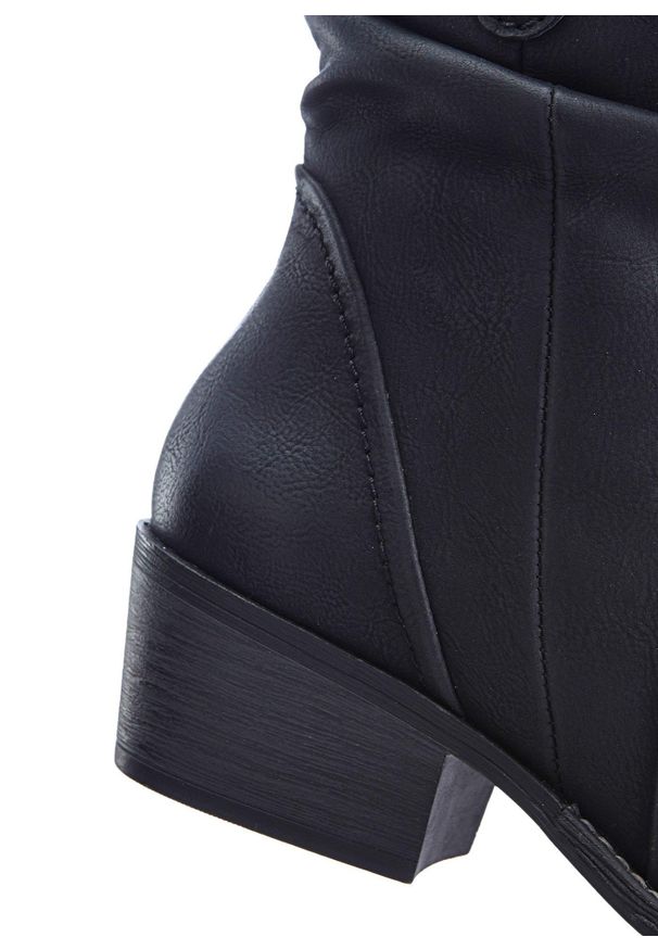 bonprix - Botki kowbojki. Zapięcie: zamek. Kolor: czarny. Obcas: na obcasie. Styl: klasyczny. Wysokość obcasa: średni