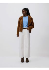 Reserved - Bawełniany top - jasnoniebieski. Kolor: niebieski. Materiał: bawełna