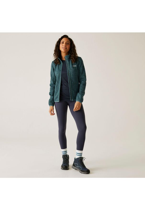 Regatta - Polar damski rozsuwany Newhill. Kolor: niebieski. Materiał: polar. Wzór: melanż. Sport: turystyka piesza