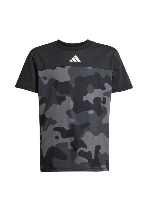 Adidas - Koszulka Seasonal Essentials Camo Cotton Kids. Kolor: biały, wielokolorowy, czarny. Wzór: nadruk