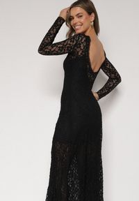 Born2be - Czarna Koronkowa Sukienka Taliowana z Odkrytymi Plecami Talifera. Kolor: czarny. Materiał: koronka. Długość rękawa: na ramiączkach. Wzór: koronka. Styl: klasyczny, elegancki #2
