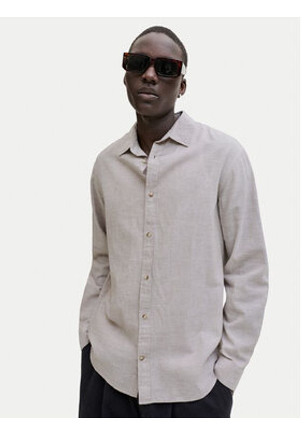 Jack & Jones Koszula Summer 12289174 Beżowy Regular Fit. Kolor: beżowy. Materiał: bawełna