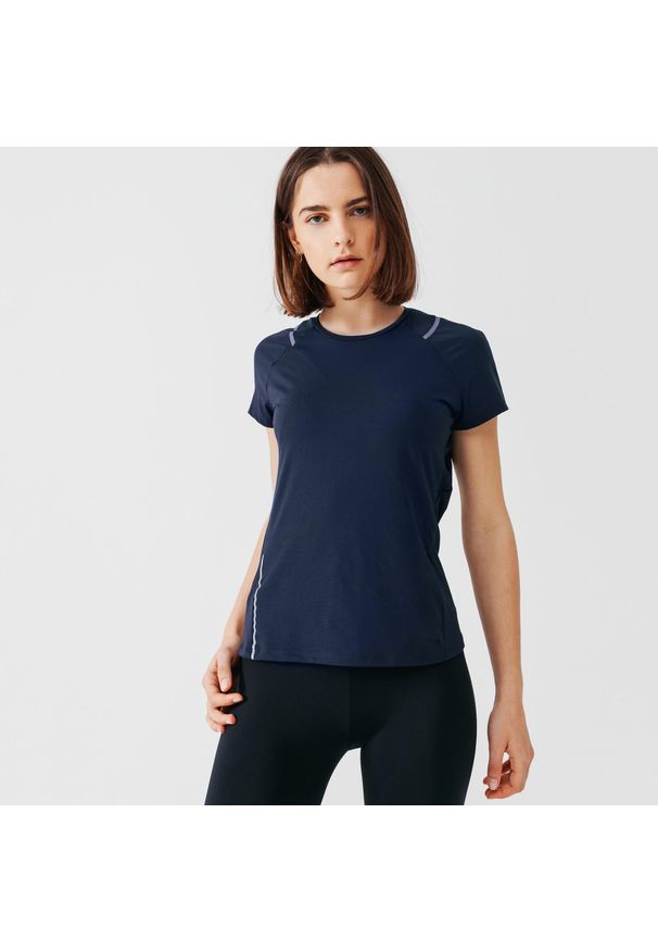 KALENJI - Koszulka do biegania damska Kalenji Run Dry+. Kolor: niebieski. Materiał: elastan, materiał, poliester. Sport: bieganie