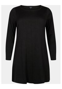 Zizzi Sukienka dzianinowa M61194B Czarny Regular Fit. Kolor: czarny. Materiał: bawełna #6