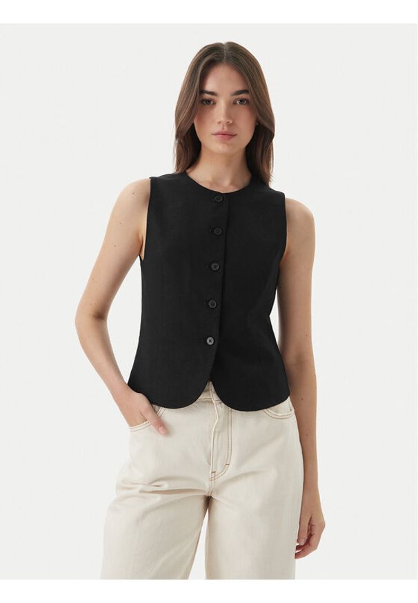 only - ONLY Kamizelka garniturowa Goa 15363724 Czarny Regular Fit. Kolor: czarny. Materiał: len, wiskoza