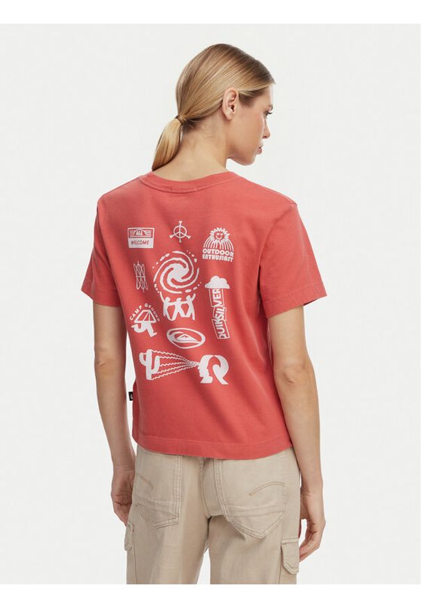 Quiksilver T-Shirt Standard EQWZT03197 Bordowy Regular Fit. Kolor: czerwony. Materiał: bawełna