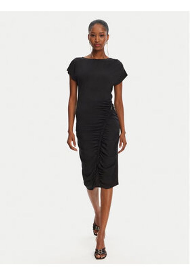 Patrizia Pepe Sukienka codzienna 2A2871/J294-K103 Czarny Regular Fit. Okazja: na co dzień. Kolor: czarny. Materiał: syntetyk. Typ sukienki: proste. Styl: casual