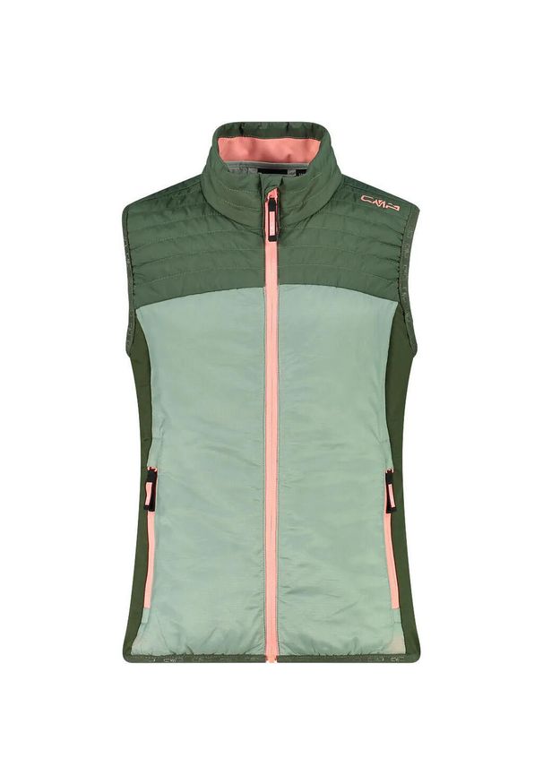 Dziewczęca kurtka puchowa bez rękawów CMP. Kolor: niebieski, wielokolorowy, zielony. Materiał: puch. Długość rękawa: bez rękawów. Sezon: zima. Sport: narciarstwo