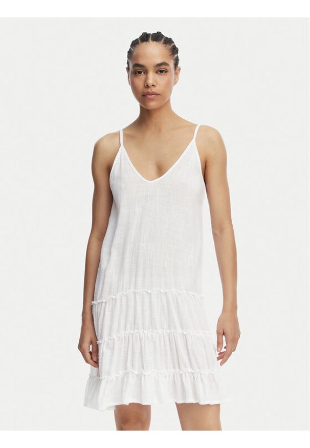 Banana Moon Sukienka letnia Dona Tafalia LTL10 Biały Regular Fit. Kolor: biały. Materiał: bawełna. Sezon: lato