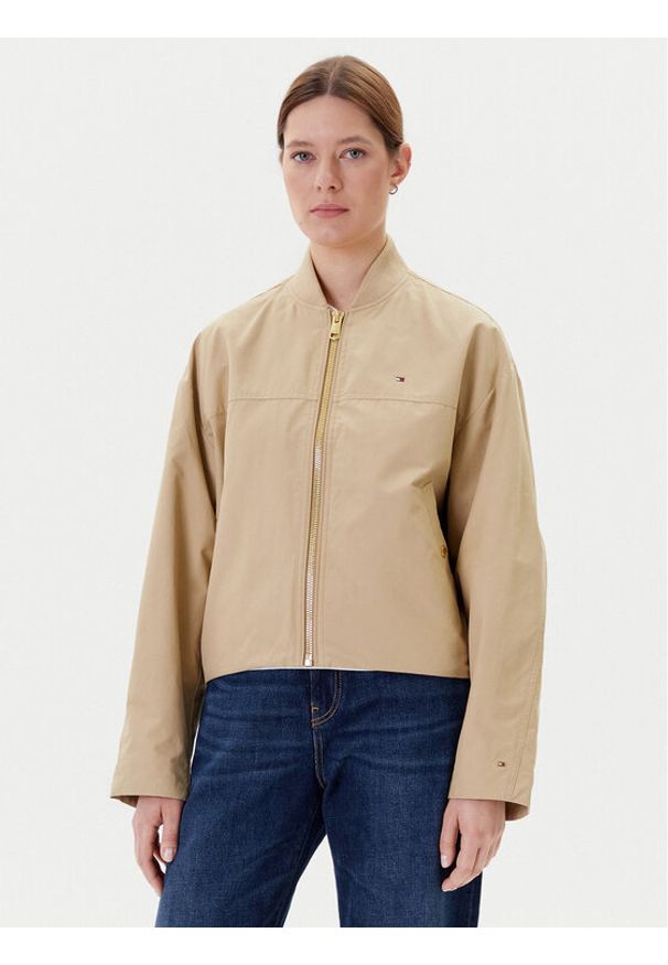 TOMMY HILFIGER - Tommy Hilfiger Kurtka bomber WW0WW45619 Beżowy Relaxed Fit. Kolor: beżowy. Materiał: bawełna