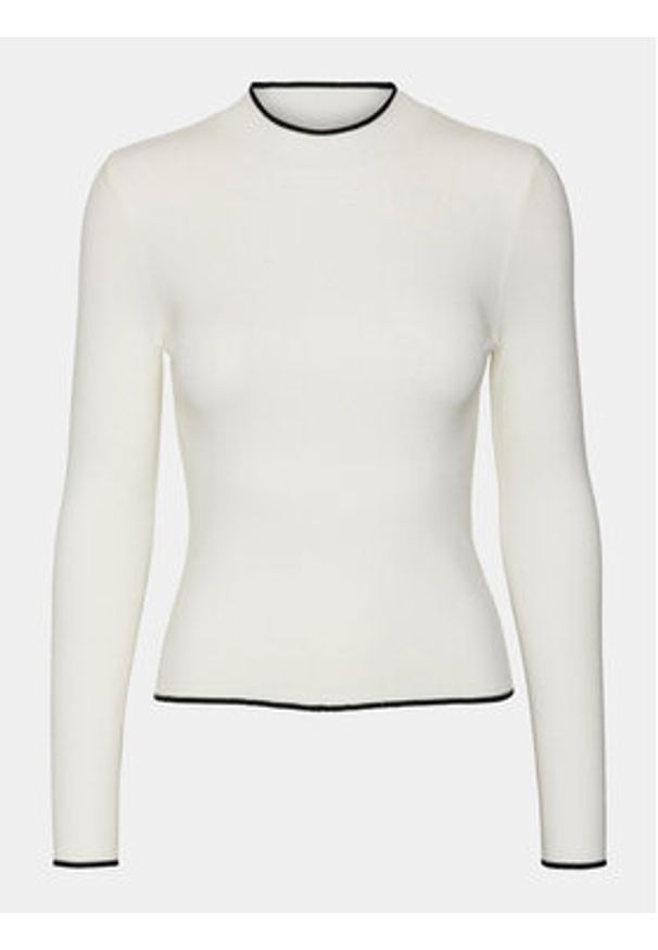 Vero Moda Sweter Flouncy 10299604 Écru Slim Fit. Materiał: syntetyk