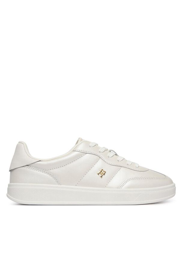 TOMMY HILFIGER - Tommy Hilfiger Sneakersy Th Heritage Shiny Sneaker FW0FW09179 Biały. Kolor: biały. Materiał: skóra
