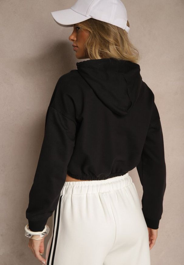 Renee - Czarna Bluza Pyrhano. Kolor: czarny. Materiał: jeans, tkanina. Długość rękawa: długi rękaw. Długość: krótkie. Styl: elegancki