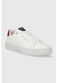 TOMMY HILFIGER - Tommy Hilfiger sneakersy skórzane COURT THICK CUPSOLE LEATHER kolor biały FM0FM04830. Nosek buta: okrągły. Kolor: biały. Materiał: skóra #5