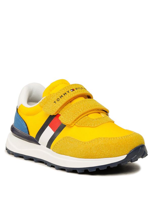 TOMMY HILFIGER - Sneakersy Tommy Hilfiger Flag Low Cut Velcro Sneaker T1B9-32881-1587 S Yellow/Royal X045. Kolor: żółty. Materiał: materiał
