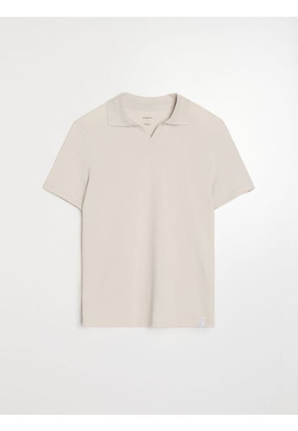 Sinsay - Bawełniana koszulka polo - kremowy. Typ kołnierza: polo. Kolor: kremowy. Materiał: bawełna