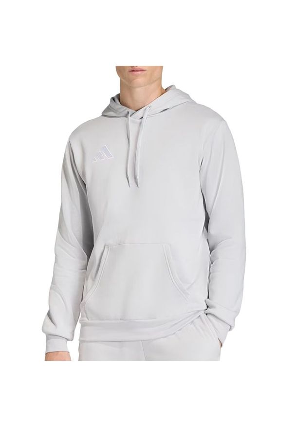 Adidas - Bluza męska adidas Entrada26 JZ6578 - szara. Typ kołnierza: kaptur. Kolor: szary. Materiał: poliester, polar, bawełna. Wzór: aplikacja. Styl: klasyczny
