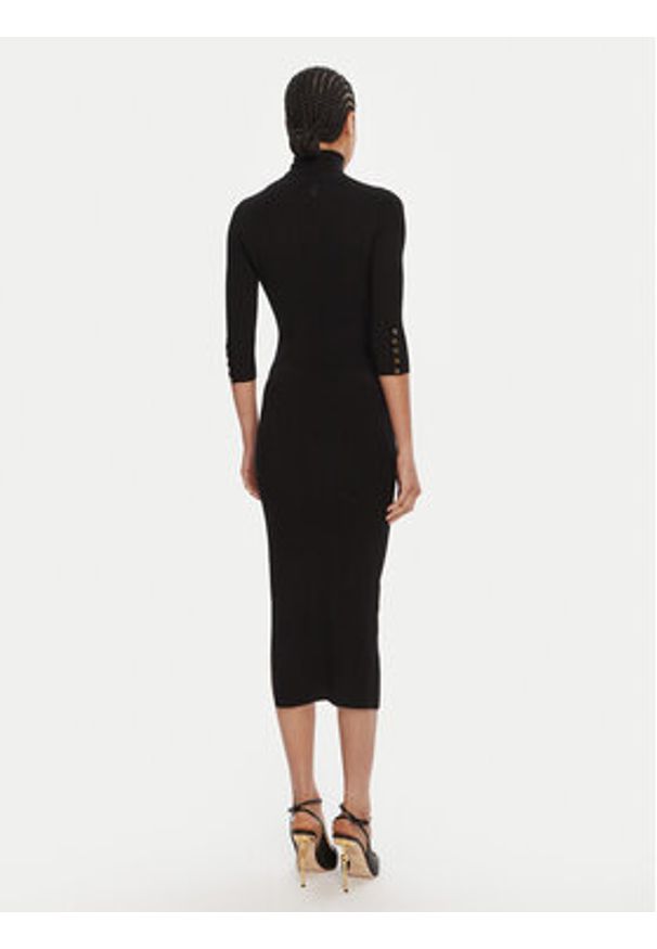 Elisabetta Franchi Sukienka dzianinowa AM-23B-56E2-V390 Czarny Slim Fit. Kolor: czarny. Materiał: lyocell