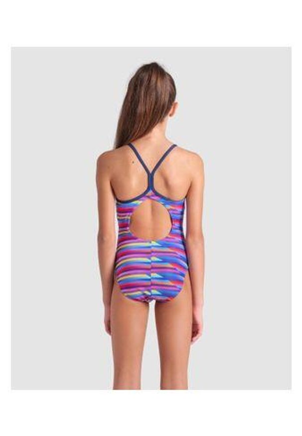 Strój Kąpielowy Dziewczęcy Arena Racing Stripe Swimsuit Light. Kolor: niebieski