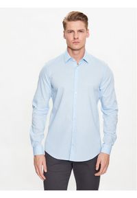 Calvin Klein Koszula Chambray K10K111282 Niebieski Slim Fit. Kolor: niebieski. Materiał: bawełna