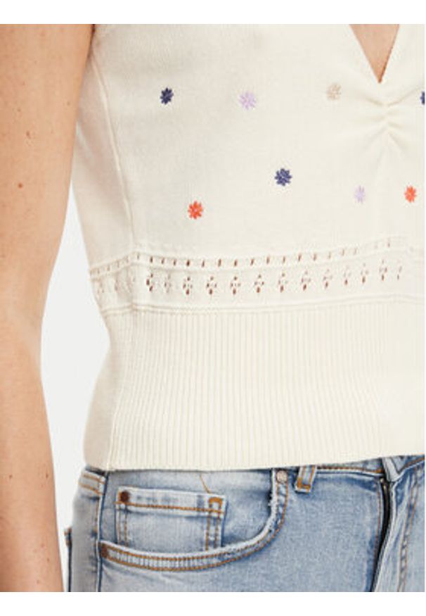 United Colors of Benetton - United Colors Of Benetton Top 10C1EH01A Beżowy Regular Fit. Kolor: beżowy. Materiał: bawełna