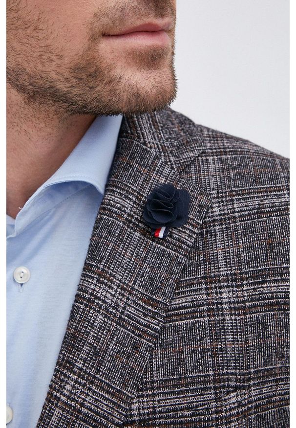 TOMMY HILFIGER - Tommy Hilfiger - Marynarka z domieszką wełny. Kolor: szary. Materiał: wełna. Styl: klasyczny
