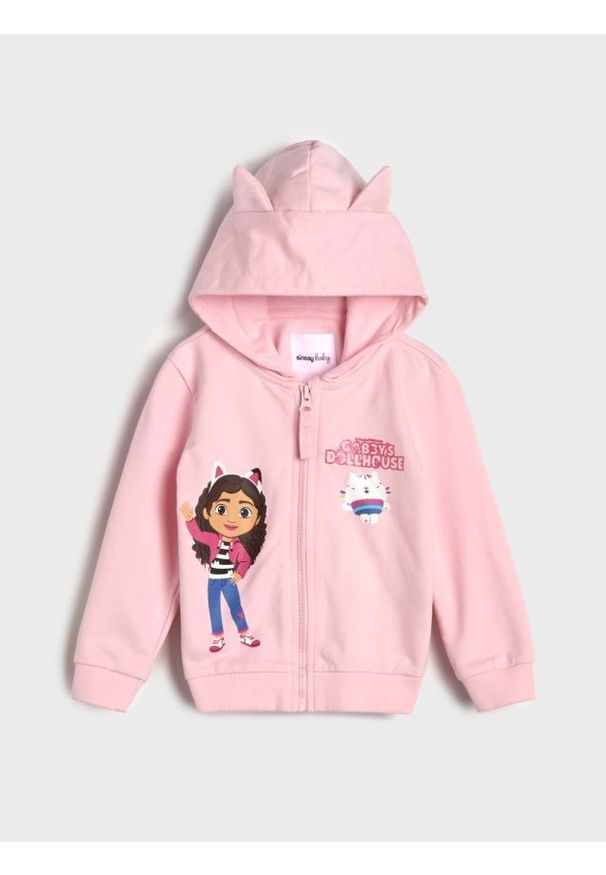 Sinsay - Bluza z kapturem Gabby's Dollhouse - różowy. Typ kołnierza: kaptur. Kolor: różowy. Długość rękawa: długi rękaw. Długość: długie. Wzór: aplikacja