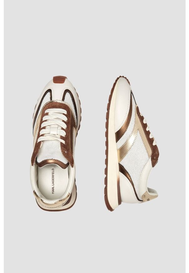 Karl Lagerfeld - KARL LAGERFELD Biało-brązowe damskie sneakersy KAIRO NFT Peep, Rozmiar 40. Okazja: na co dzień. Kolor: biały