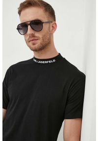 Karl Lagerfeld t-shirt bawełniany kolor czarny z nadrukiem. Kolor: czarny. Materiał: bawełna. Wzór: nadruk. Styl: klasyczny #2