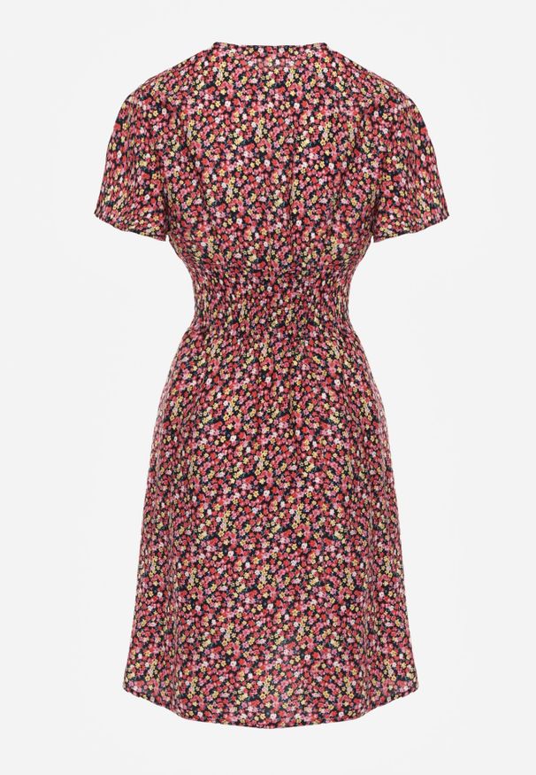 Renee - Granatowa Sukienka Platachus. Kolor: niebieski. Wzór: kwiaty. Sezon: lato. Typ sukienki: kopertowe. Styl: wakacyjny. Długość: mini