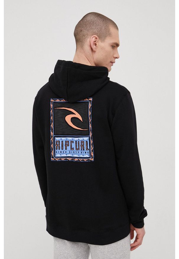 Rip Curl bluza męska kolor czarny z kapturem melanżowa. Typ kołnierza: kaptur. Kolor: czarny. Wzór: melanż